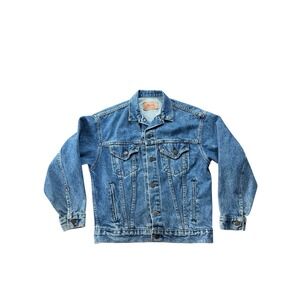 Levi Strauss Co USA Denim Trucker Jacket Blue Wash Women's Size L Made in USA